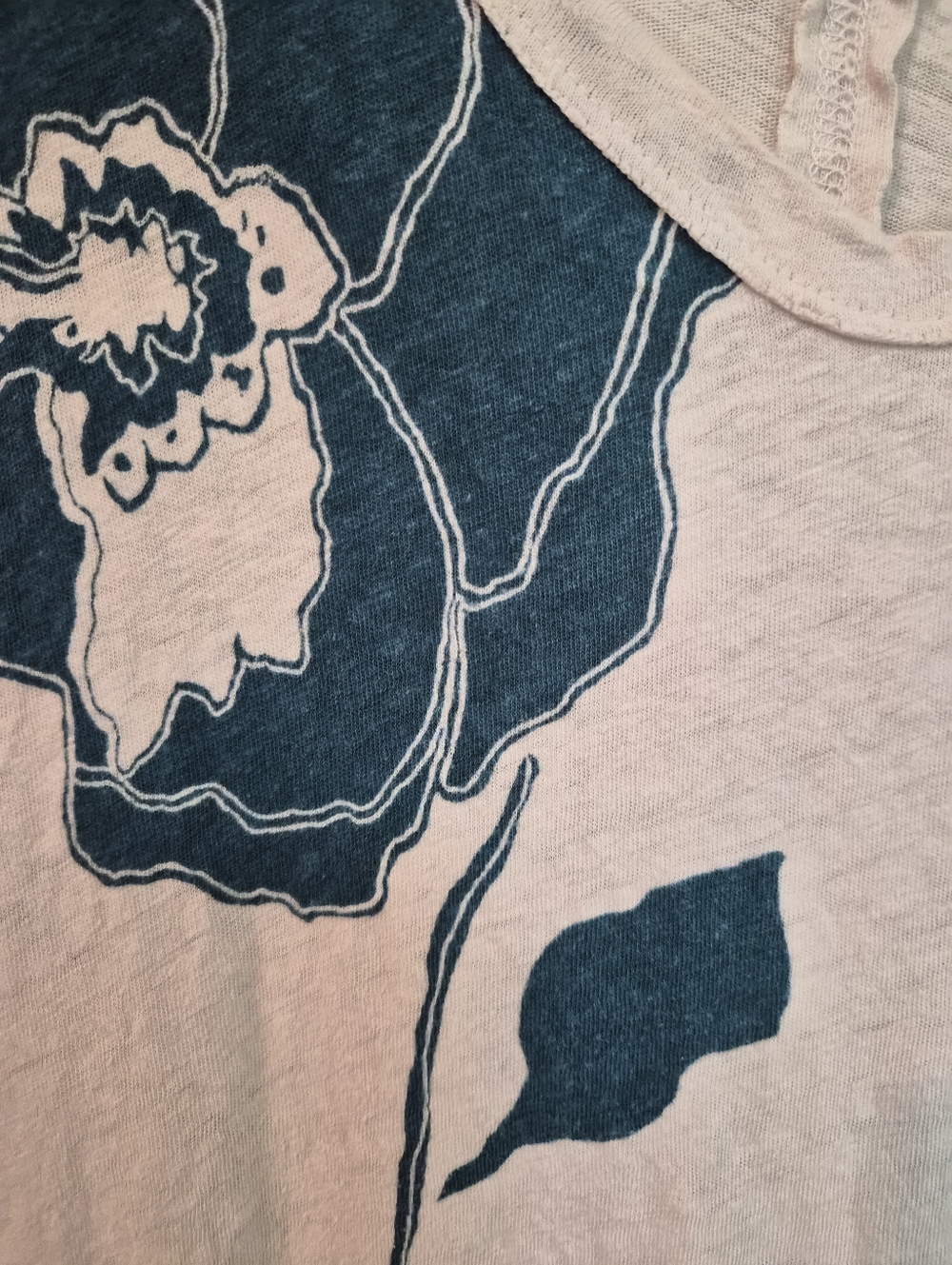 Pilcro Light Pink Short-Sleeve Tee with Teal Floral Print - Picture 2 of 4